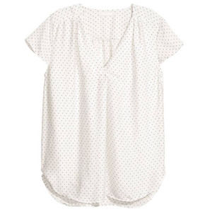 H&M Cream Blouse with Dotted Pattern